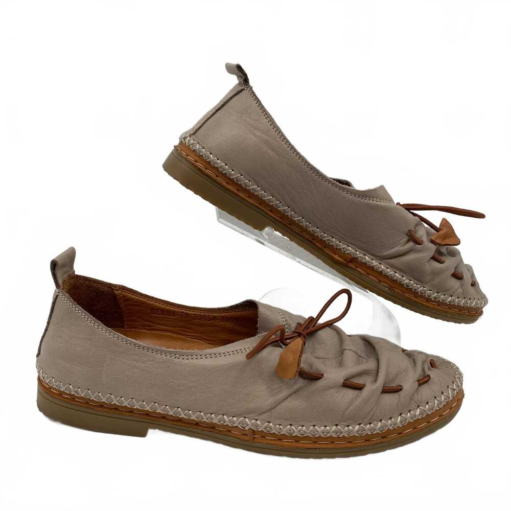 Spring Step Gray Tan Leather Drawstring Loafers | Women’s EU 37 / US 6